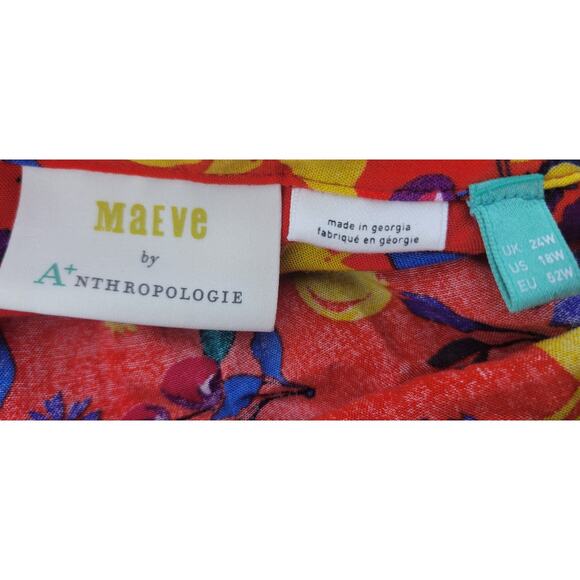 Maeve Anthropologie Shirt Size 18W Blithe Button Down Red Fruit Floral Challis - Picture 11 of 12